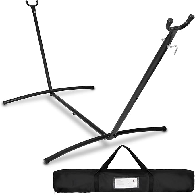 Super Deal Portable 9FT Hammock Stand, Heavy Duty 2 Person 620 LBS Capacity Steel Hammock Frame with Portable Carrying Case, Adjustable 6 Optional Hook Positions, Weather Resistant Black