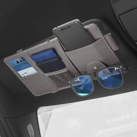 Car Sun Visor Organizer, Auto Interior Accessories Pocket Organizers, Registration and Document Holder, Personal Belonging Storage Pouch Organizer, Items for Car Vehicle (Grey)