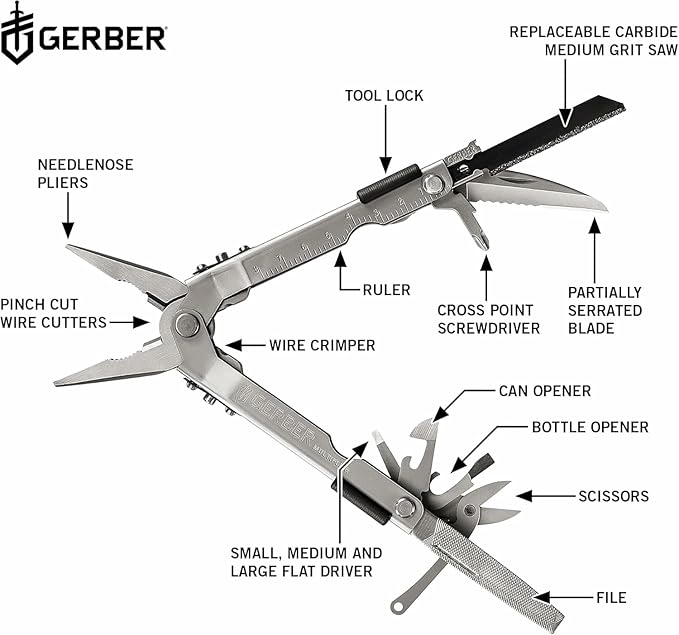 Gerber Gear MP600 Multi-Plier Multitool – Made in USA – Pro Scout, 13 Tools