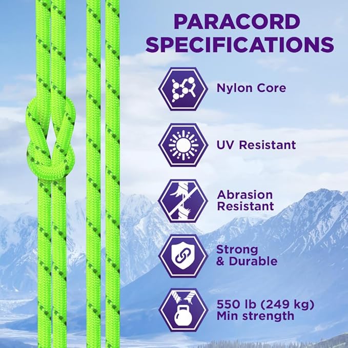 TECEUM Reflective Paracord Rope 1000 – 1000ft/200ft/100ft/50ft – 40+ Colors – Glow in The Dark – para Cord – Utility Rope for Survival, Hunting & Camping Gear – Nylon String, Camping Rope, Tent Cord
