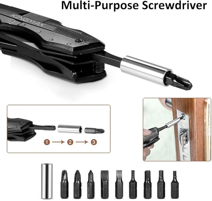 KINGMAX Pocket Knife,Multitool Tactical Knife with Blade,Saw, Plier, Screwdriver, Bottle Opener,Folding Knife Built with Full Stainless Steel,Perfect Tool for Men,Camping,Emergency,Outdoor,Daily Use.