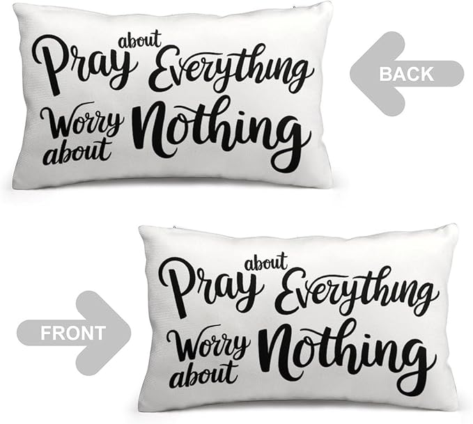 ITFRO Inspirational Quotes Pray About Everything Worry About Nothing Birthday Short Plush Both Sides Lumbar Daisy Throw Pillow Cover Cushion Case Sofa Decor Waist 12x20 Inches (Pray)