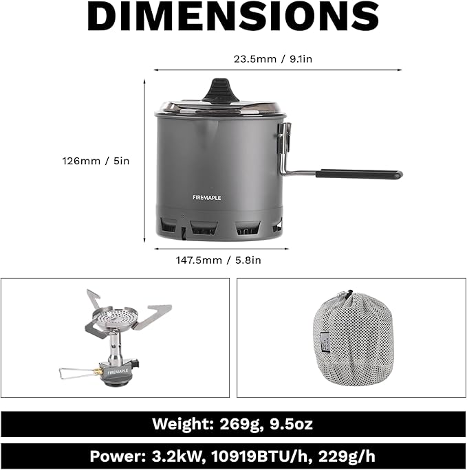 Fire-Maple Petrel Quickboil Pro Ultralight Cooking System – Compact & Fast-Boiling Backpacking Stove Pot Set, Ideal for Hiking, Solo Camping, Travelling, Hunting Trips | Petrel G2 Cooking Set