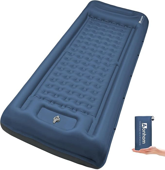 Camping Sleeping Pad, 5" Ultralight Inflatable Sleeping Mat with Pillow, Built-in Foot Pump Inflatable Sleeping Pads Compact for Camping Backpacking Hiking Traveling Tent
