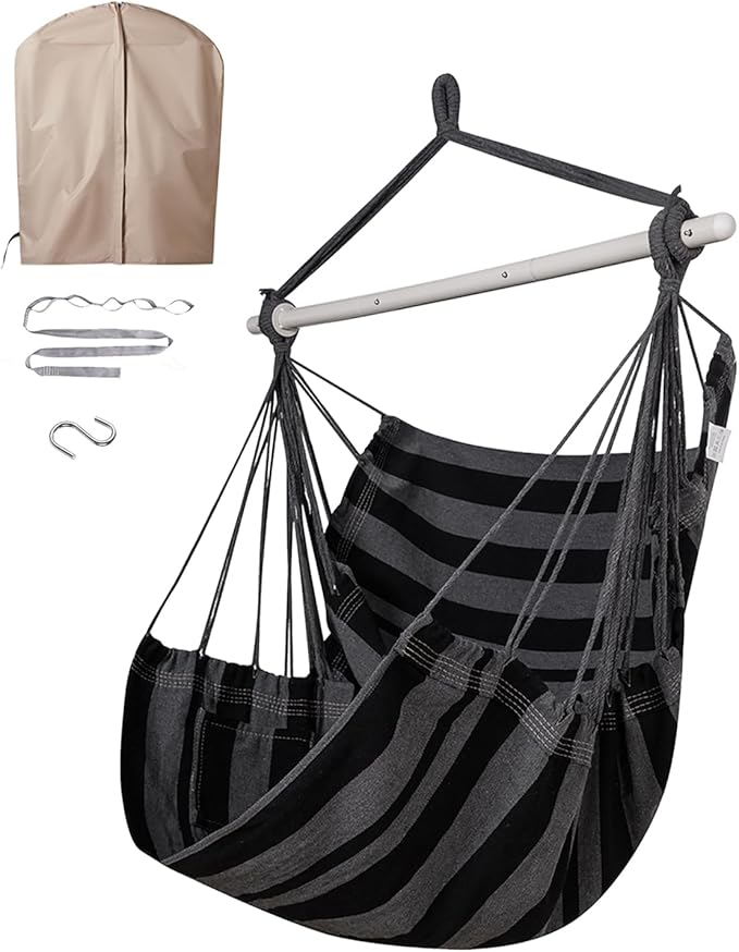 ADVOKAIR Hammock Chair Swing, Heavy-Duty Hanging Rope Swing Seat Supports 500 Lbs, Ideal for Outdoor Patio, Backyard, Porch, Deck & Indoor Bedroom Use