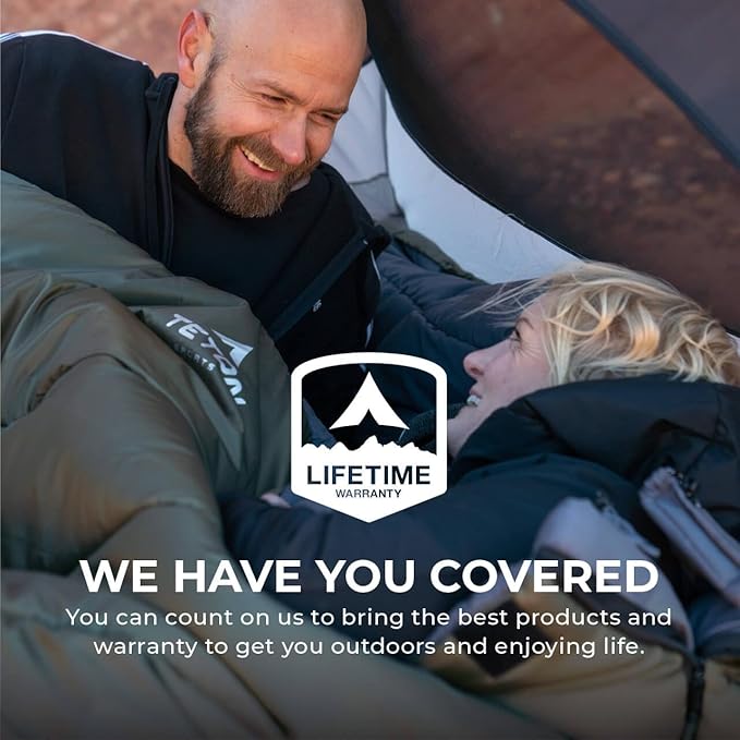 Teton Mammoth Queen Size Double Sleeping Bag- A Warm Bag The Whole Family can Enjoy – Great for Camping, Hunting and Base Camp. Compression Sack Included