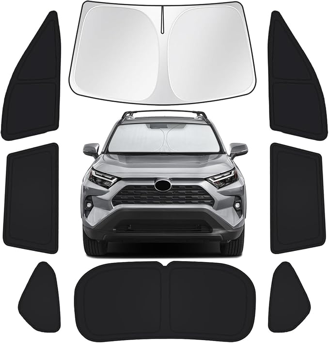 for Toyota RAV4 2019-2025 Car Window Shades, 8pcs Privacy Sun Shade Set for Front Windshield Side and Rear Windows, Full Window Covers Keeps Vehicle Cool for Camping Napping
