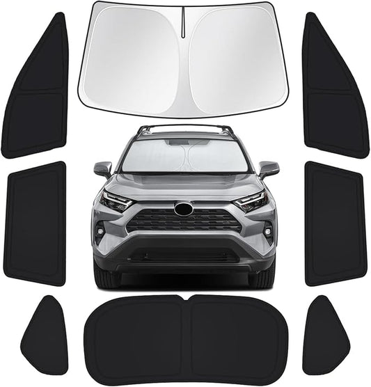 for Toyota RAV4 2019-2025 Car Window Shades, 8pcs Privacy Sun Shade Set for Front Windshield Side and Rear Windows, Full Window Covers Keeps Vehicle Cool for Camping Napping