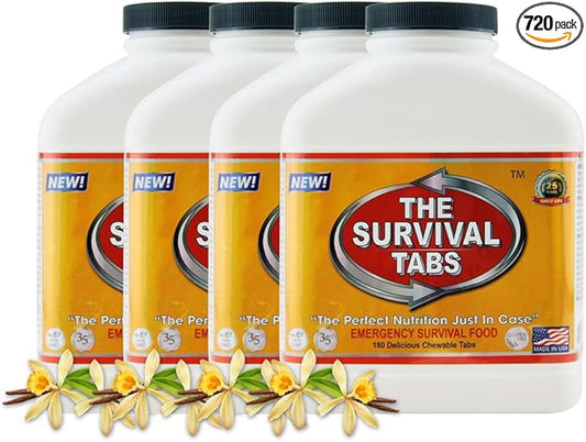 720 tabs Snack Food for 60 Days Emergency Survival MREs Meals Ready-to-eat Bugout for Travel Camping Boating Biking Hunting Activities Gluten Free and Non-GMO 25 Years Shelf Life - Vanilla Malt Flavor