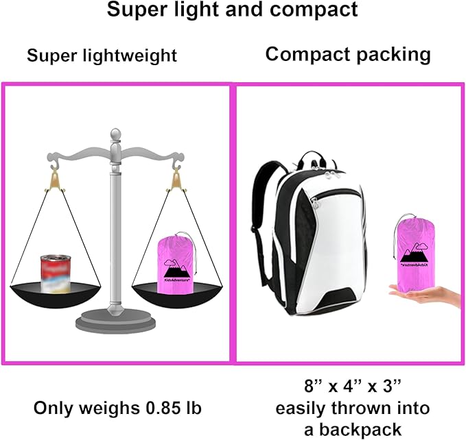 Inflatable Sleeping pad for Kids, Toddler and Youth | Air Mattress w Built-in Pump, 5’5” Ultralight Sleeping Mat with Pillow for Camping, Sleepovers & Travel | Airpad, Kids Cot, Camping Mattress -Pink