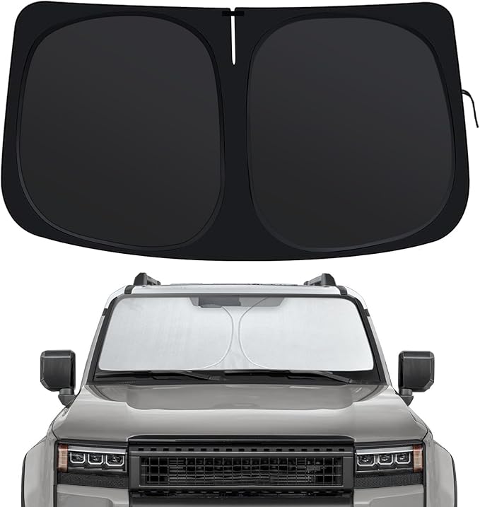 Side Window Sunshades for Toyota Land Cruiser250 (2024 2025), Front Window Shades Custom Fit for Land Cruiser, Foldable Car Sun Shield with Steering Wheel Sunshade to Block UV Keep Car Cool