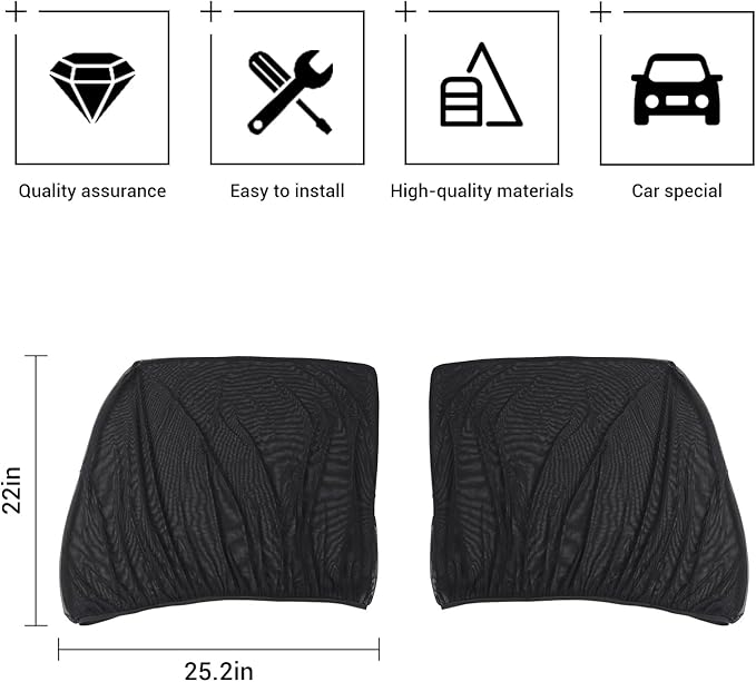 Hoolcar Rear Window Sun Shade Breathable Mesh Compatible with Toyota 4Runner 2010-2025/for Dodge Durango 2011-2025 Side Window Screens Cover for Camping/Pets, UV Protection Sunshade,2PCs
