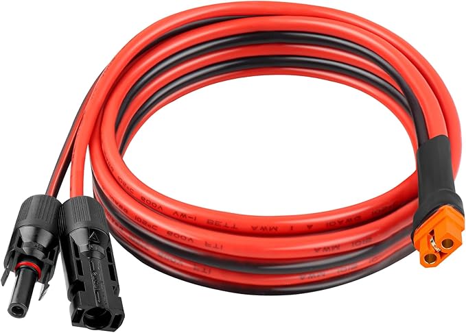 10AWG 10FT Solar to XT60i Extension Cable 3 6 10 35 50 75 100FT Heavy Duty Adapter Cable Connector XT60i Wire for Portable Power Station, Solar Panel, RV, Battery, Renewable energy Applications