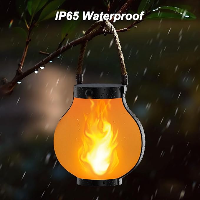 Hompavo Larger Gen2 Solar Lanterns Outdoor, Dual Charging (USB/Solar) & 2-Mode - Waterproof Decorative Hanging/Table Lights for Yard Patio Garden Halloween Christmas Decor, Birthday Gifts for Women, 4