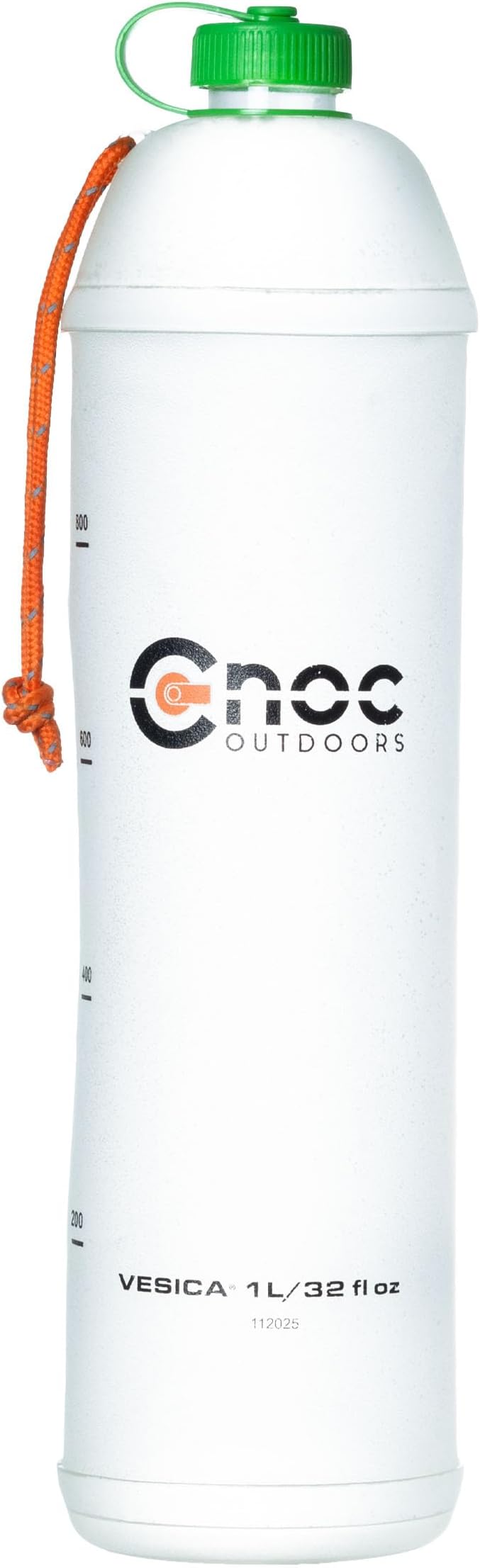 Cnoc Outdoors Vesica Collapsible Water Bottle 1 Liter Green, 28mm Thread Compatible with Popular Filters, Packs Down Small when Empty, Perfect for Travel and Hiking
