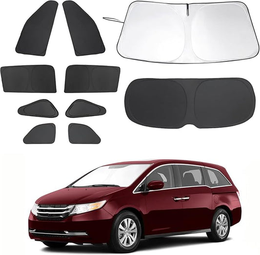 8PCS Windshield Sun Shade Custom Fit for 2018-2024 Honda Odyssey Accessories Foldable Sunshade Side Rear Window Shade Cover Full Set Privacy Protection Keeps Car Cool
