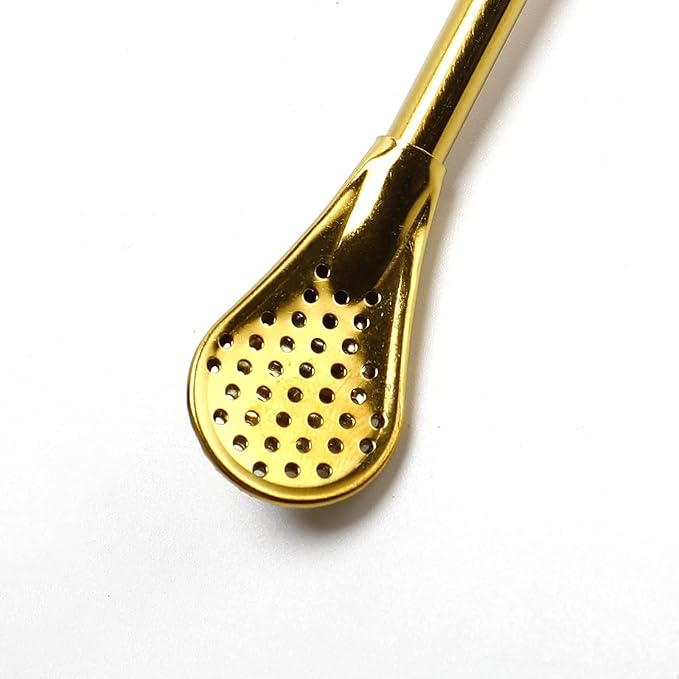 Reusable Straws Spoon for Yerba Mate Stainless Steel Straw Spoon Filter Strainers for Loose Tea, Coffee Stirrers, Smoothie Slushy Straws, 9 Pcs 6 Colors with 2 Cleaner Brushes