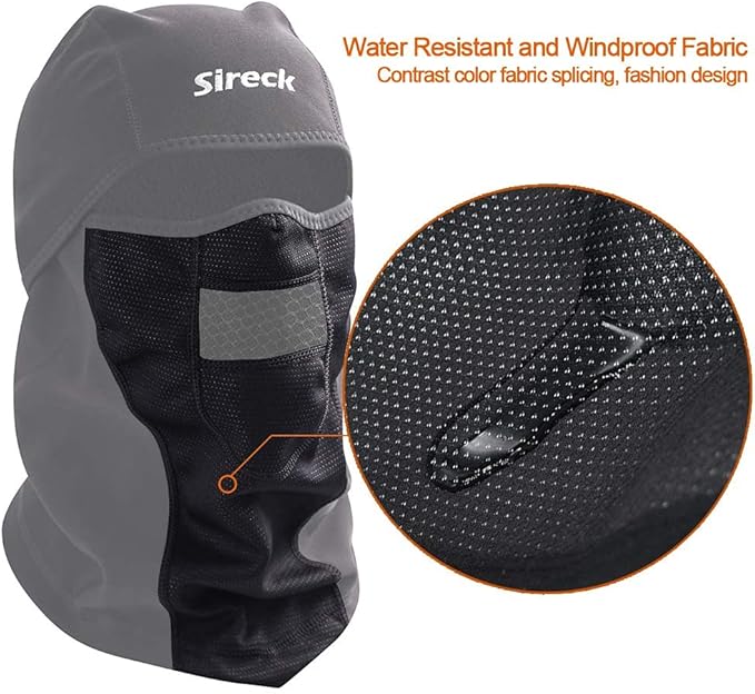 Sireck Cold Weather Balaclava Ski Mask, Water Resistant and Windproof Fleece Thermal Face Mask, Cycling Motorcycle Neck Warmer Hood Winter Gear for Men Women