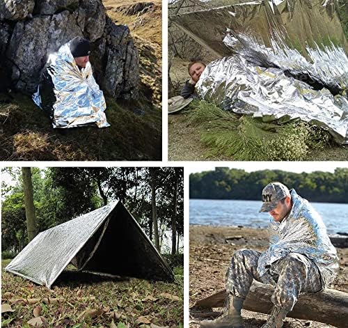 Emergency Blankets Pack of 10 – Mylar Thermal Space Blanket for Survival, First Aid, Camping, Hiking, Outdoor, Marathon, Cold Weather Protection