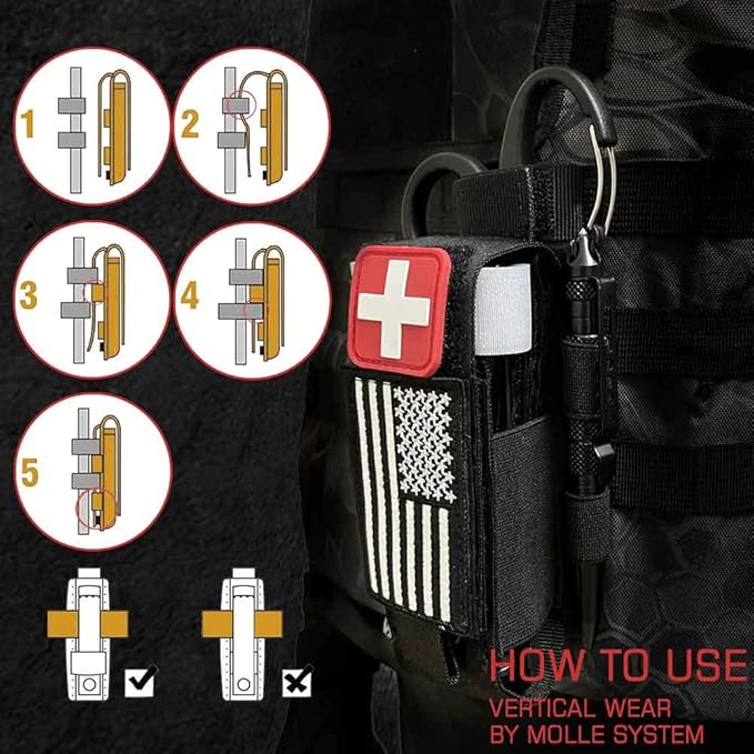 Upgrade 1000D Laser Cut Molle Tourniquet Holder, Heavy Duty Tactical Molle Tourniquet Pouch Holder