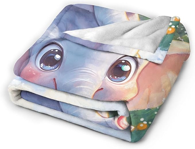 Christmas Elephant Blanket Soft Warm Cute Elephant Plush Throw Blanket Cozy Animal Flannel Fleece Bedding Stuff Decor Blanket Gifts for Lover Girls Boys Kids Women Adults Bed Travel 60"x80"