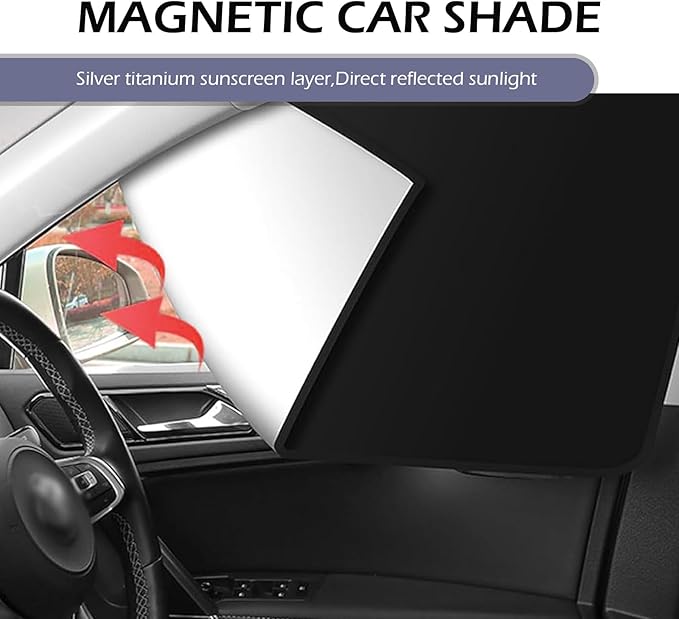 Shakas Side Window Sunshade, Blackout Titanium Silver Cloth Foldable Not Blocking Rearview Mirror View Front and Rear Side Window Glass Sunshade, Four Seasons Universal Accessory, for Cars (Black)