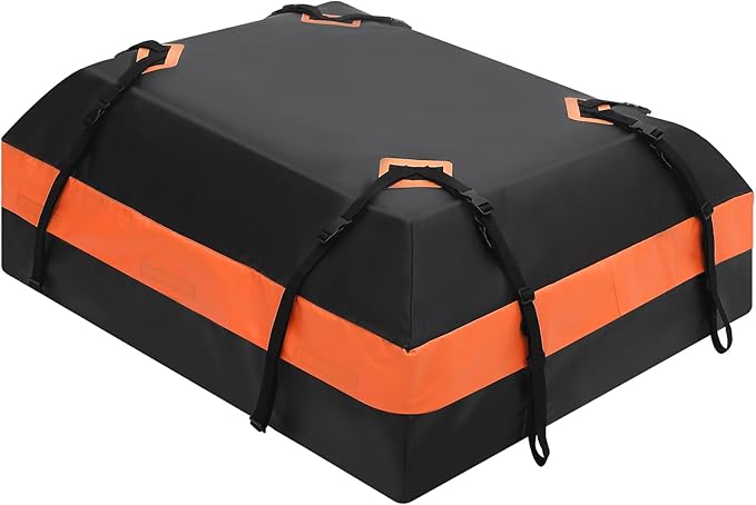 GarveeTech Car Rooftop Cargo Carrier Bag 15 Cubic Feet, Waterproof Roof Rack Cargo Bag for All Cars with/Without Rack, Waterproof Zip, 8 Reinforced Straps, 4 Door Hooks, Luggage Lock, Storage Bag