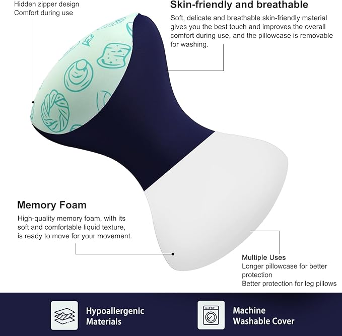 rytopt Knee Pillow for Side Sleepers, Camping Pillow, Leg Pillow, Small Memory Foam Pillow Travel, Comfortable Leg Pillow for Side Sleeping, Compatible for Camping