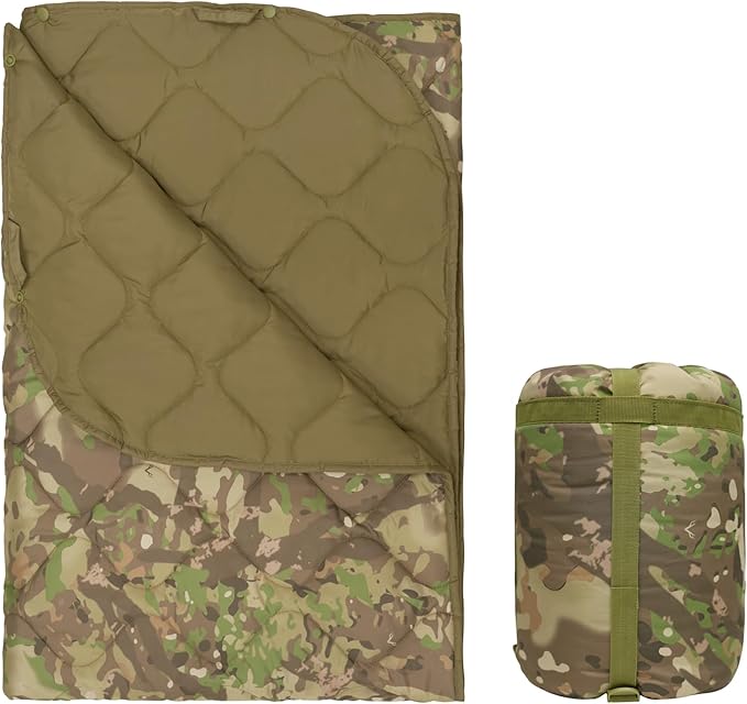 LOOGU Camo Blanket Waterproof Insulation Poncho Liner for Outdoor Camping, Hiking, Hunting, Survival, Backpacking, Picnicking