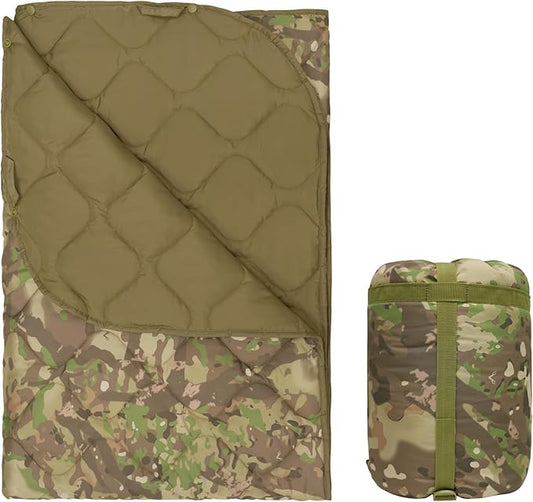 LOOGU Camo Blanket Waterproof Insulation Poncho Liner for Outdoor Camping, Hiking, Hunting, Survival, Backpacking, Picnicking