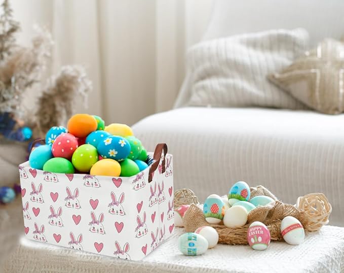 Essme Rabbit Rectangular Collapsible Storage Basket, Kids Toy Organizer, Shelf Basket, Easter Gift (Rabbit)