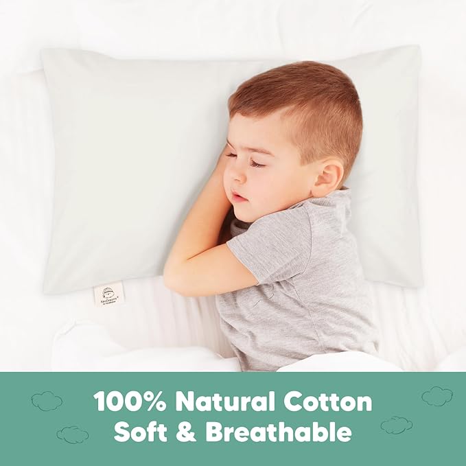 KeaBabies Toddler Pillowcase 13"x18" - Organic Cotton Toddler Pillowcase for Kids, Boys, Girls, Soft & Durable Cotton Cover for Miniature Sleepy Pillows,Cute Colors,Pillow Sold Separately(Pearl Gray)