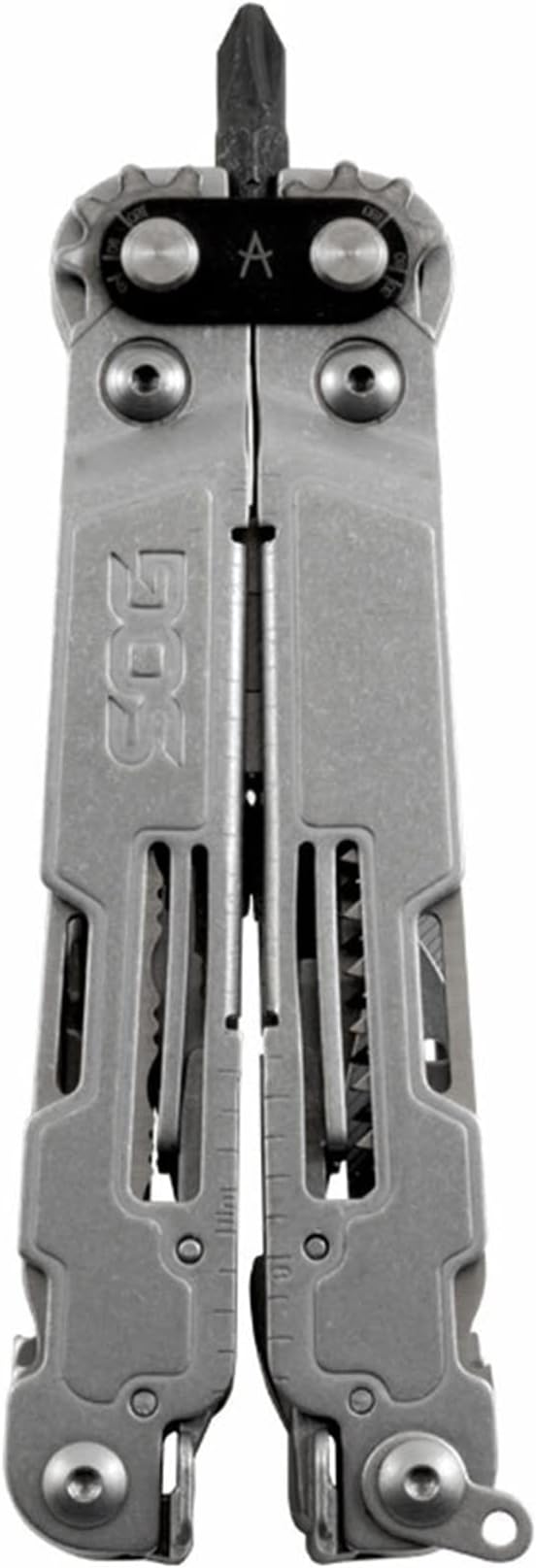 SOG PowerAccess Deluxe All-Around Heavy Duty Stainless Steel Multi-Tool w/Nylon Sheath, Two Knife Blades, Can & Bottle Opener, Stone Wash