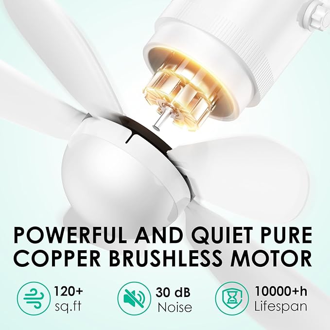 21” Battery Operated Ceiling Fan Light, Portable Ceiling Fan with Remote, Wireless Rechargeable Gazebo Fan Light for Outdoor, for Tent Porch Patio Camping Canopy Chicken Coop Outside