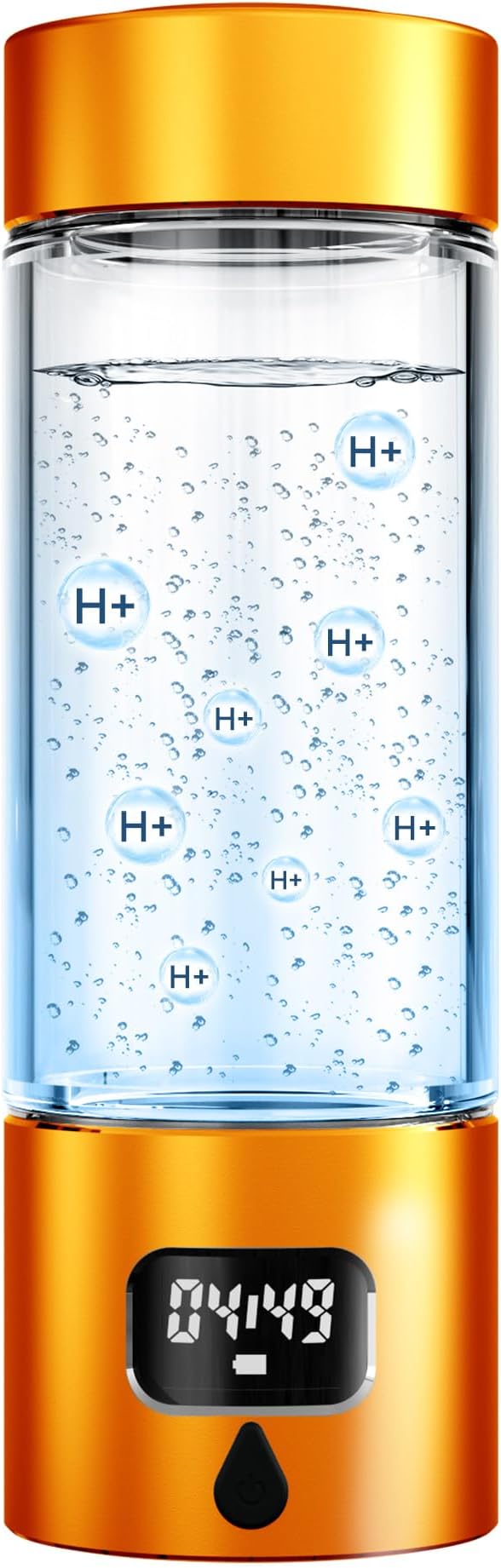 340ml Portable Hydrogen Water Bottle Generator with PEM-SPE Technology, Glass Exterior & Aluminum Shell, Produces 5000 ppb Hydrogen in 10 Minutes, for Home, Gym, Office & Travel