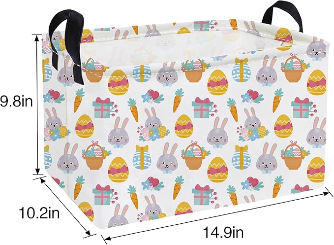 Essme Rectangular Easter Baskets,Kids Storage Basket with Handles for Easter Room Decor, Boys Box,Cute Storage Bin.