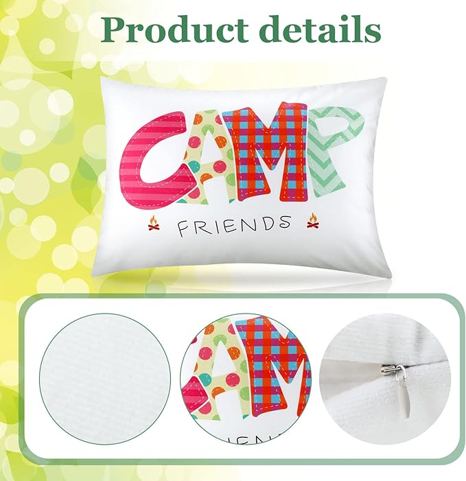 Moukeren Camp Friends Girl Autograph Pillowcase Summer Camp Pillowcase Travel Pillow Case Travel Pillow Cover for Kids Package Stuff Essentials Sleepaway Accessories (Multi Colors,1 Pcs)