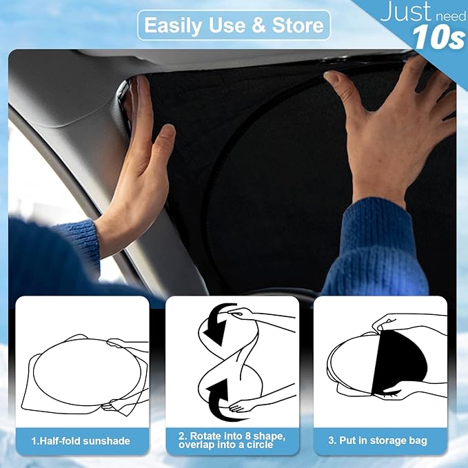 Sun Shade for BMW 3 Series 2019-2025 Windshield Sunshade- Front Window Shade for BMW 330i, 328i, 335i, 320i, 325i F30 F31Sun Visor Protector Blocks UV Rays Heat Sun Shield Accessories