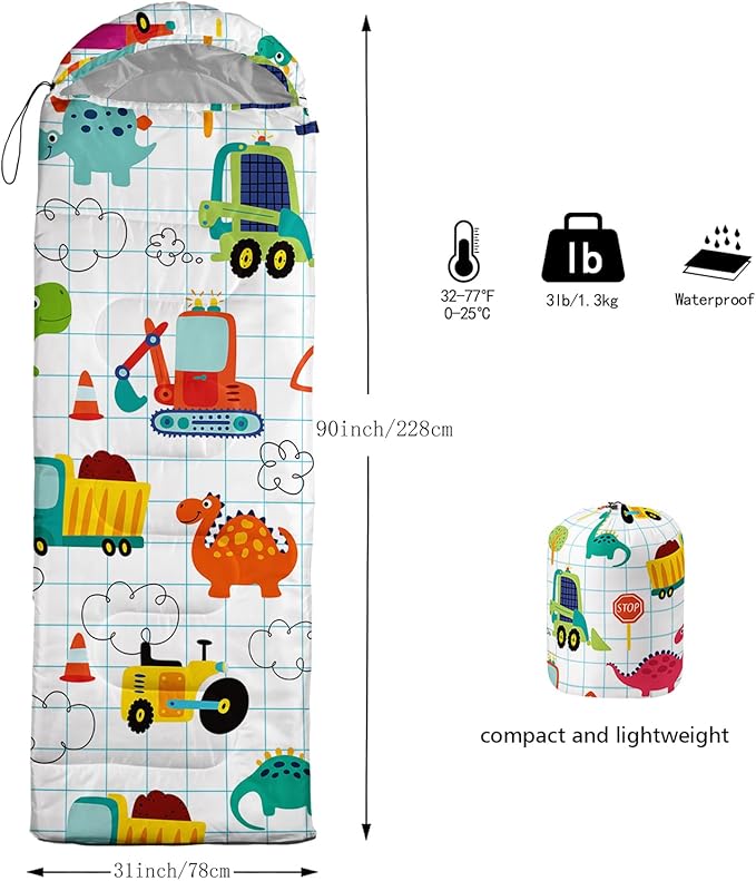 QOOMO Axolotl Cute Camping Sleeping Bags,3 Season Warm & Cool Weather,Lightweight,Waterproof Sleeping Bags for Adults & Kids,Traveling,and Outdoors