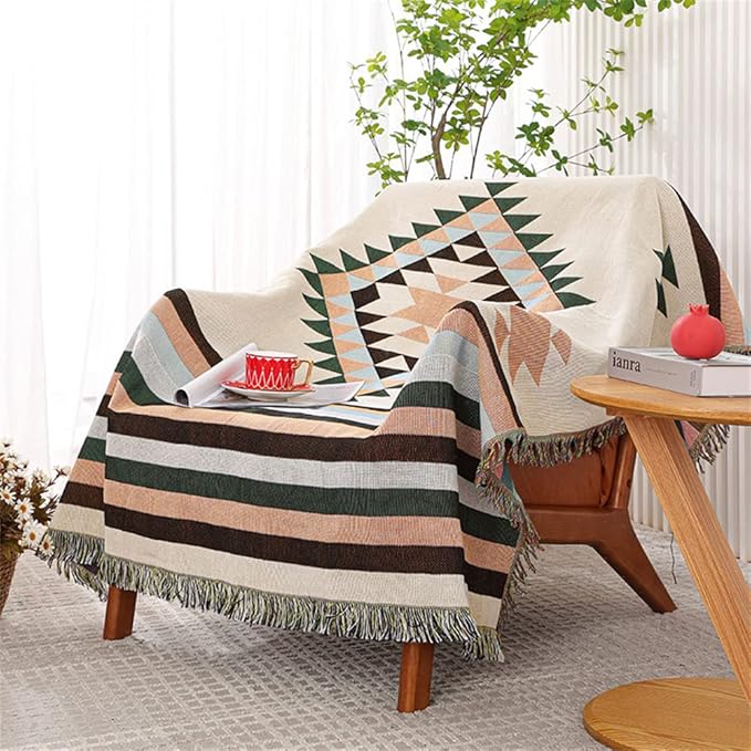 Lqprom Southwest Throw Blankets Aztec Southwestern Throws Cover Boho Native American Blankets for Gift Sofa Table Bed Living Room Decor Outdoor Camping Picnic Tent Beach Car Traveling 51"x63"