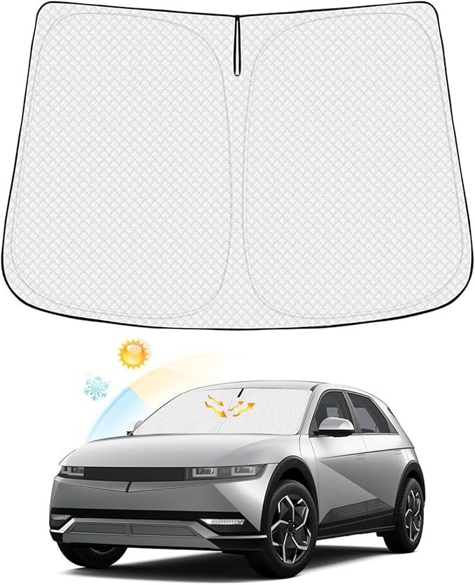Canvcle Windshield Sun Shade for Hyun-dai Ioniq 5 Accessories 2022-2025 2026 Thicken 6-Layer Front Window Sunshade Cover Sun Visor Protector Foldable Block UV Rays Keep Vehicle Cool