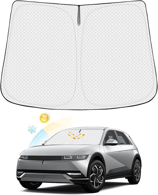 Canvcle Windshield Sun Shade for Hyun-dai Ioniq 5 Accessories 2022-2025 2026 Thicken 6-Layer Front Window Sunshade Cover Sun Visor Protector Foldable Block UV Rays Keep Vehicle Cool