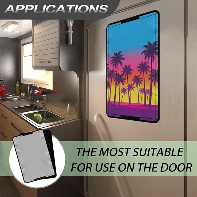 Coconut Tree RV Window Shades, Waterpoof Non Slip Window Skylight Sunshade RV Foldable Design for Travel Trailer Motorhomes
