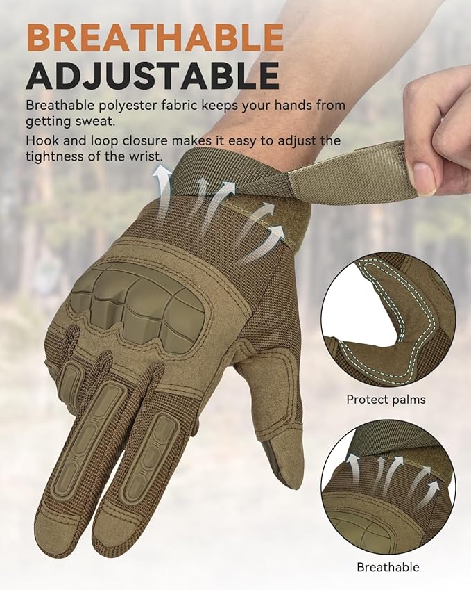 KUMGIM Tactical Gloves for Men, Motorcycle Military Combat Gloves Black Airsoft Gloves Touchscreen for Airsoft Outdoor Hunting Shooting Paintball Work Motorcycling Climbing