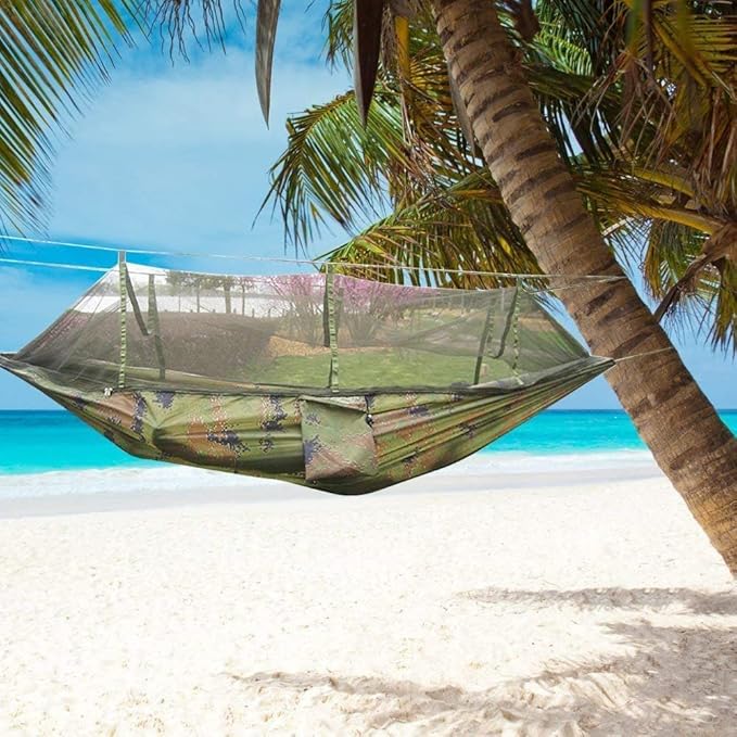 KEPEAK Camping Hammock with Net Netting, Single & Double Tree Hammock Net, Lightweight Nylon Portable Hammock for Backpacking, Camping, Travel, Beach, Yard Multi Color