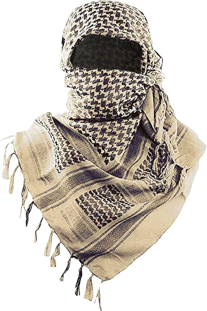 Luxns Military Shemagh Tactical Desert Scarf / 100% Cotton Keffiyeh Scarf Wrap for Men And Women