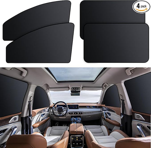 XCBYT Car Window Shades for Side Window - 4 Pack Magnetic Car Window Covers 99% UV and Glare Block Privacy Curtains for Breastfeeding, Napping, Dressing, Camping
