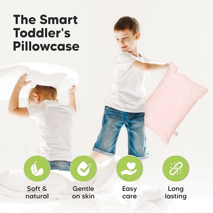 KeaBabies 13 x18 Toddler Pillowcase, Waterproof - Soft Waterproof Toddler Pillow Protector Cover for Kids, Boys, Girls, Durable Machine Washable, Small Travel Pillow Sold Separately (Mist Pink)