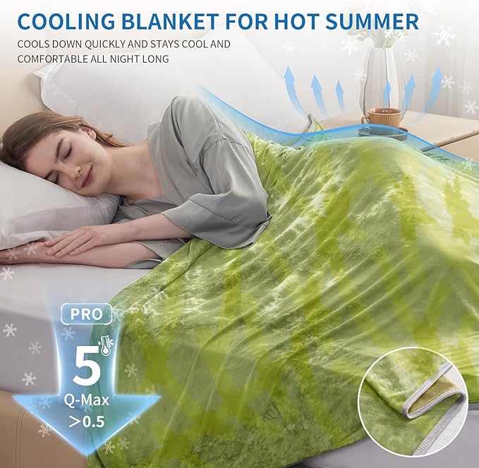 Guohaoi Cooling Throw Blanket for Hot Sleepers,Decortive Tie Dye,Arc-Chill Q-Max >0.5Cool Fiber,100% Oeko-Tex Certified,Lightweight Summer Cool Blanket for Ultra Cold Breathable,Keep Cool,50''x70''