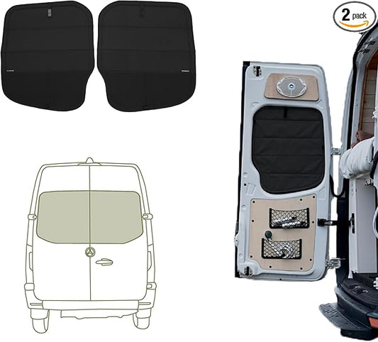 VanEssential Insulated Stealth Blackout Magnetic Window Covers Designed for Mercedes-Benz NCV3 (Van Years 2007 to 2018), Rear Door (Pair), Black